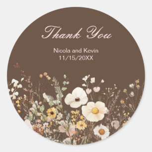 Wildflower Autumn Fall Floral Wedding Classic Round Sticker