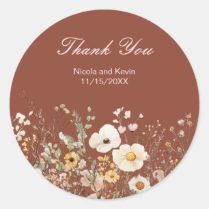Wildflower Autumn Fall Floral Wedding Classic Round Sticker