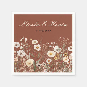 Wildflower Autumn Fall Floral Wedding Napkin