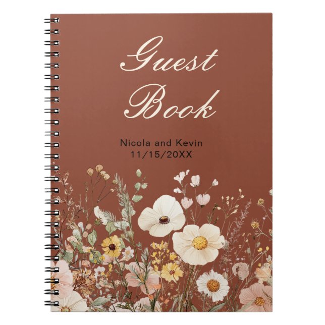 Wildflower Autumn Fall Floral Wedding Notebook (Front)
