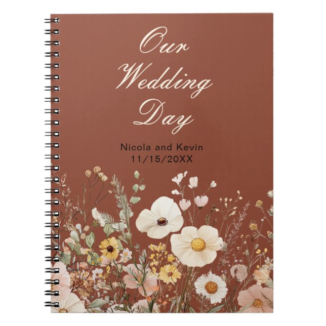 Wildflower Autumn Fall Floral Wedding Notebook (Front)