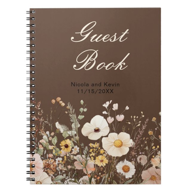 Wildflower Autumn Fall Floral Wedding Notebook (Front)