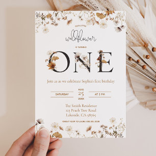 Wildflower Autumn First Birthday  Invitation