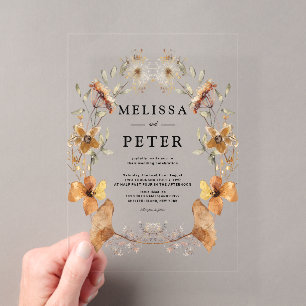 Wildflower Autumn Floral Arch Wedding Acrylic Invitations
