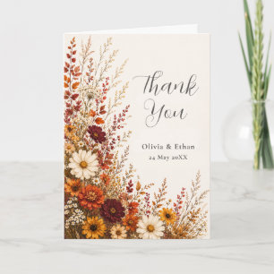 Wildflower Autumn Meadow Wedding Thank You Card