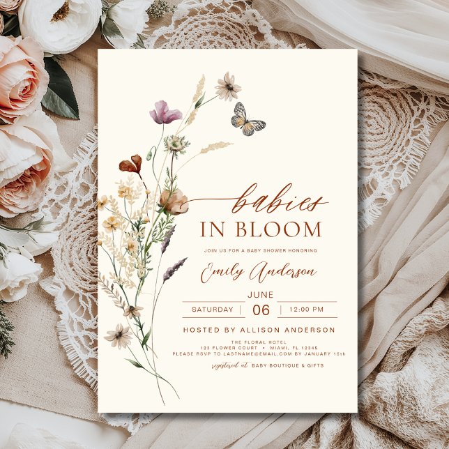 Wildflower Babies in Bloom Twins Baby Shower Invitation (Creator Uploaded)