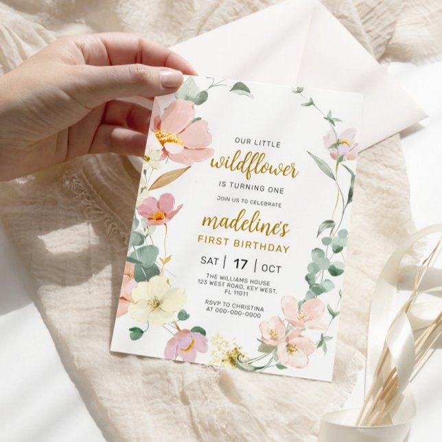Wildflower Baby 1st Birthday Invitation (Creator Uploaded)