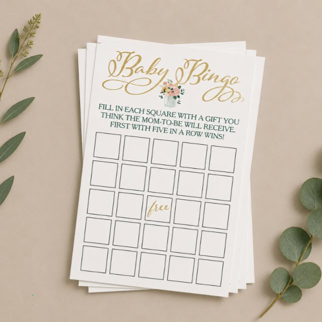 Wildflower Baby Bingo Game Flyer (Wildflower Baby Shower Bingo)