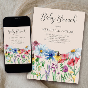 Wildflower Baby Brunch Rustic Country Garden Invitation
