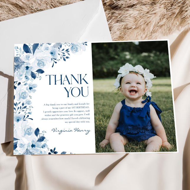 Wildflower Baby Girl Birthday Party Thank You Card (Creator Uploaded)