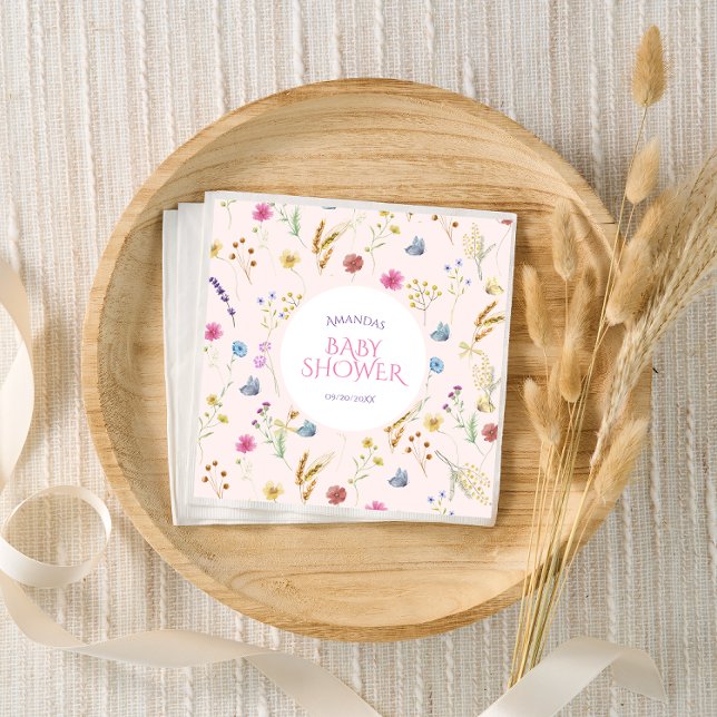 Wildflower baby girl shower pink napkin (Creator Uploaded)