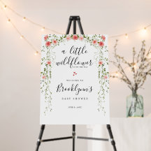 Wildflower Baby Girl Shower Welcome Sign, Modern 