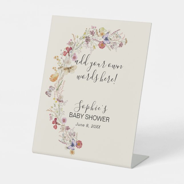 Wildflower Baby In Bloom Add Your Own Words Pedestal Sign (Front)