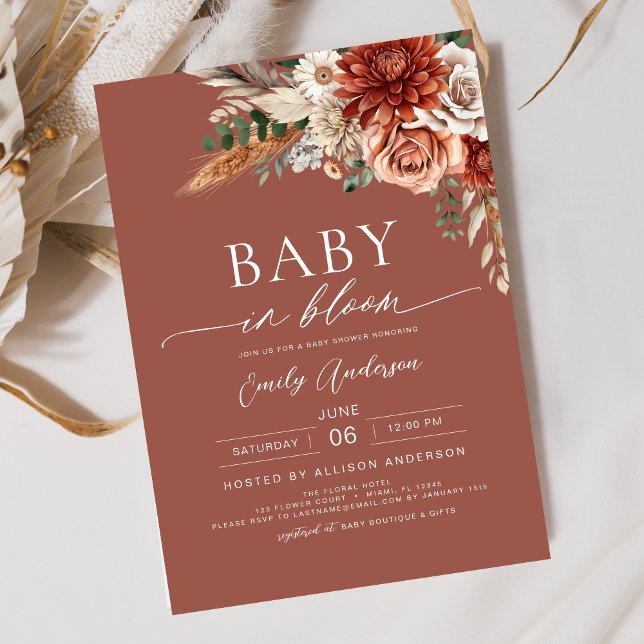Wildflower Baby in Bloom Autumn Baby Shower Invitation (Creator Uploaded)