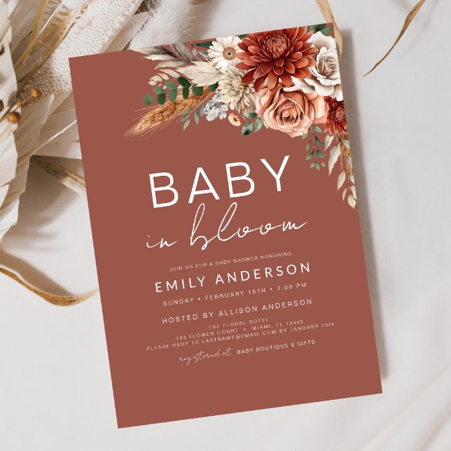 Wildflower Baby in Bloom Autumn Baby Shower Invitation (Creator Uploaded)