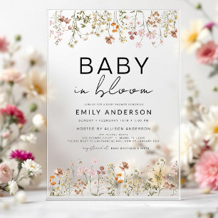 Wildflower Baby in Bloom Baby Shower Acrylic Invitations