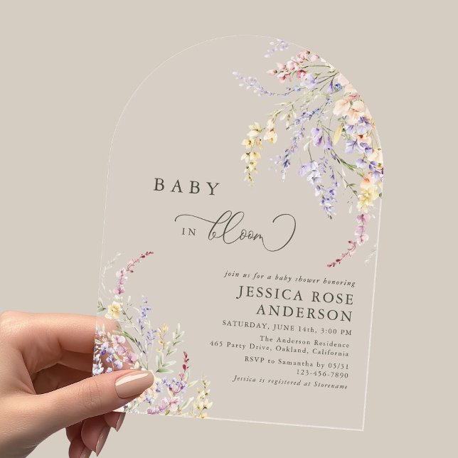 Wildflower Baby In Bloom Baby Shower Arch Acrylic Invitations (Creator Uploaded)