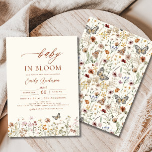 Wildflower Baby in Bloom Baby Shower Beige Invitation