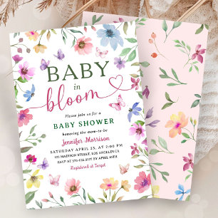 Wildflower Baby In Bloom Baby Shower Boho Girl Invitation