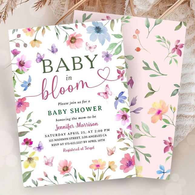 Wildflower Baby In Bloom Baby Shower Boho Girl  Invitation (Creator Uploaded)