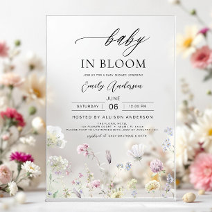 Wildflower Baby in Bloom Baby Shower Garden Acrylic Invitations