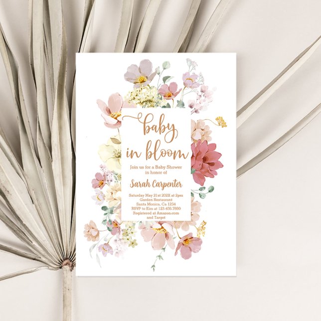 Wildflower baby in Bloom baby shower girl Invitation (Creator Uploaded)