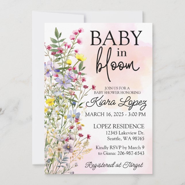 Wildflower Baby in Bloom Baby Shower Invitation (Front)