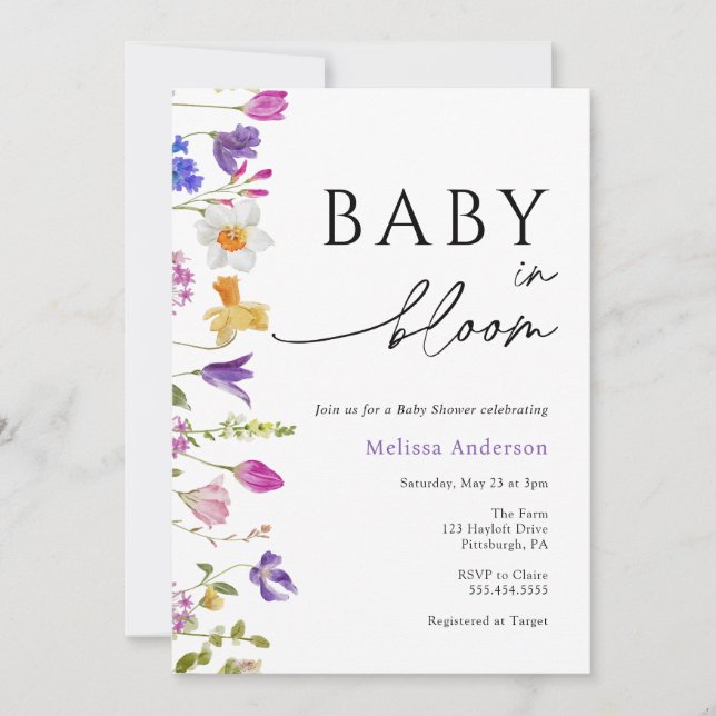 Wildflower Baby in Bloom Baby Shower Invitation (Front)