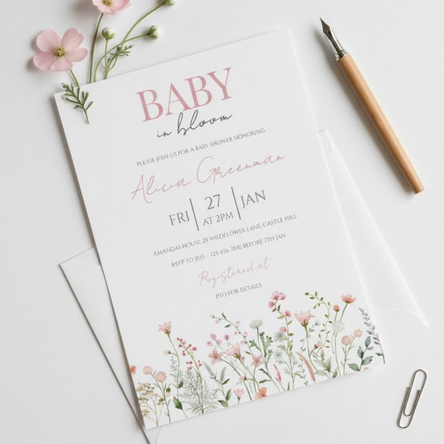 Wildflower Baby in Bloom Baby Shower Invitation (Creator Uploaded)