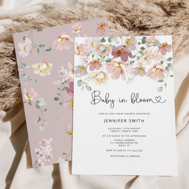 Wildflower baby in bloom baby shower invitation (Creator Uploaded)