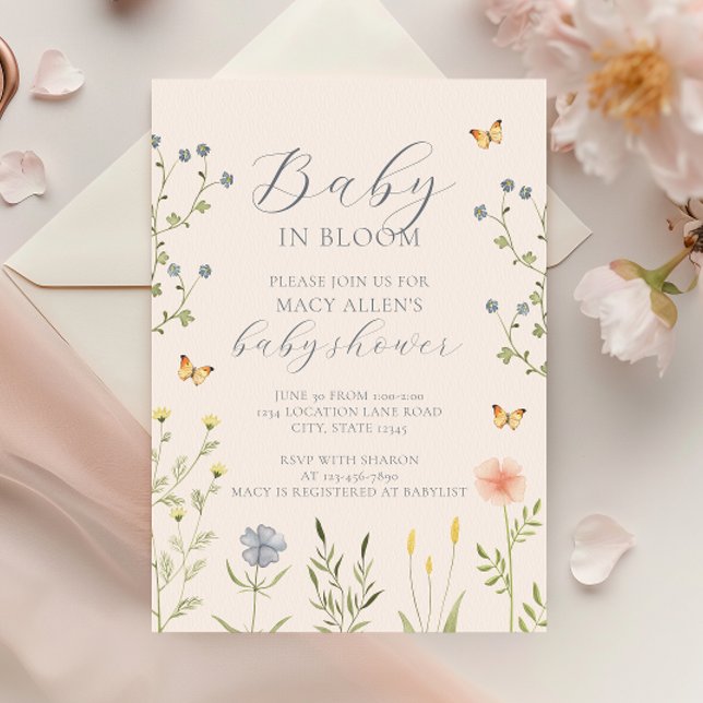 Wildflower Baby in Bloom Baby Shower Invitation (Creator Uploaded)