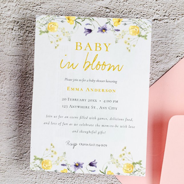 Wildflower Baby in bloom baby Shower Invitation (Creator Uploaded)