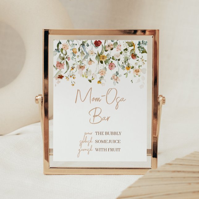 Wildflower Baby in Bloom Baby Shower Mum Osa Bar Poster (Boho Spring Floral Baby Shower Mom Osa Bar Sign)