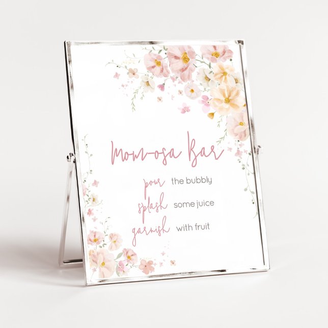 Wildflower Baby in Bloom Baby Shower Mum Osa Bar Poster (Baby in Bloom Baby Shower Mom Osa Bar Sign)