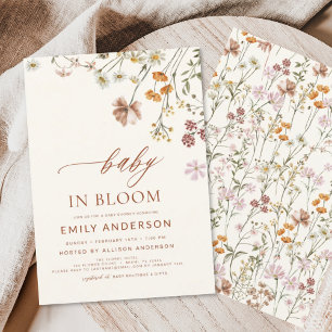Wildflower Baby in Bloom Baby Shower Terracotta Invitation