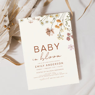 Wildflower Baby in Bloom Baby Shower Terracotta Invitation