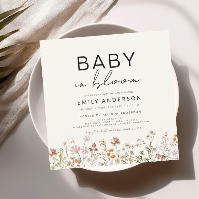 Wildflower Baby in Bloom Baby Shower Terracotta Invitation (Creator Uploaded)