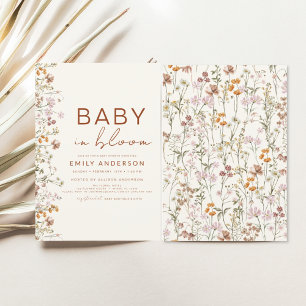 Wildflower Baby in Bloom Baby Shower Terracotta Invitation