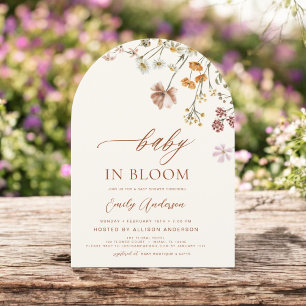 Wildflower Baby in Bloom Baby Shower Terracotta Invitation