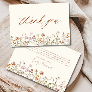 Wildflower Baby in Bloom Baby Shower Terracotta Thank You Card