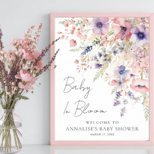 Wildflower Baby In Bloom Baby Shower Welcome Poster