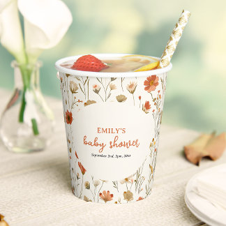 Wildflower Baby in Bloom Boho Fall Baby Shower Paper Cups