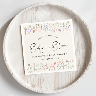 Wildflower Baby in Bloom Cream Baby Shower Napkin
