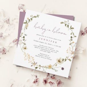 Wildflower Baby In Bloom Dusty Purple Baby Shower  Invitation