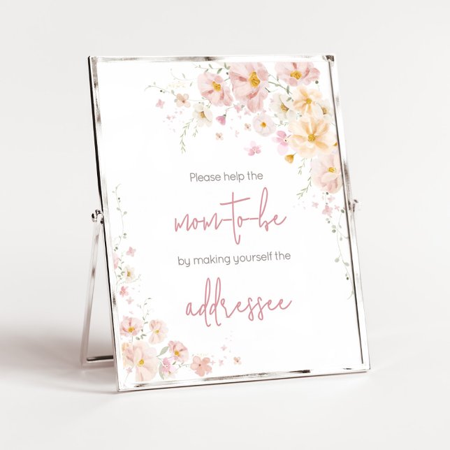 Wildflower Baby in Bloom Envelope Station Poster (Baby in Bloom Baby Shower Envelope Station Sign)