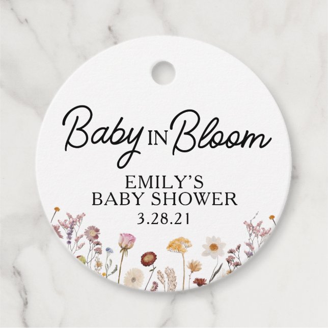 Wildflower baby in bloom  favour tags (Front)