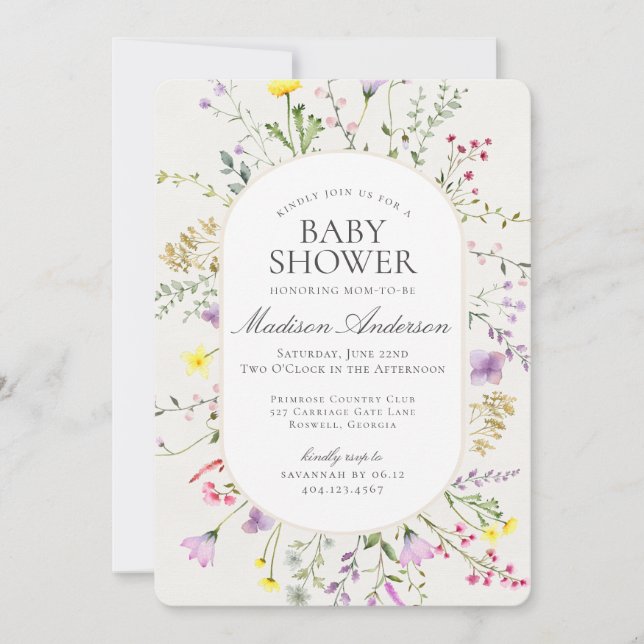 Wildflower Baby in Bloom Floral Baby Shower Invitation (Front)