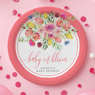 Wildflower Baby In Bloom Floral Baby Shower Paper Plate