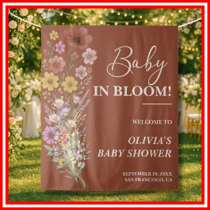 Wildflower Baby in Bloom Floral Boho Baby Shower Tapestry