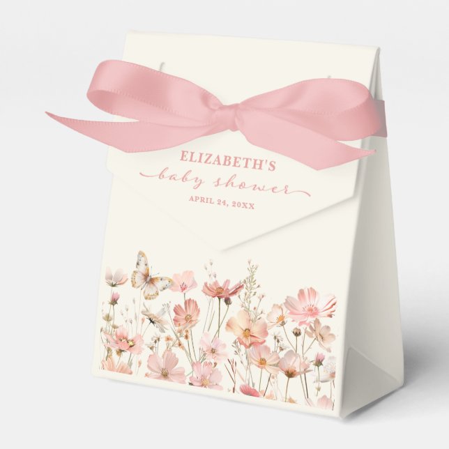 Wildflower Baby in Bloom Girl Baby shower Favour Box (Front Side)